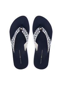 TOMMY HILFIGER - Tommy Hilfiger Japonki Mono Wedge Summer Sandal FW0FW09696 Granatowy. Kolor: niebieski. Materiał: materiał #1