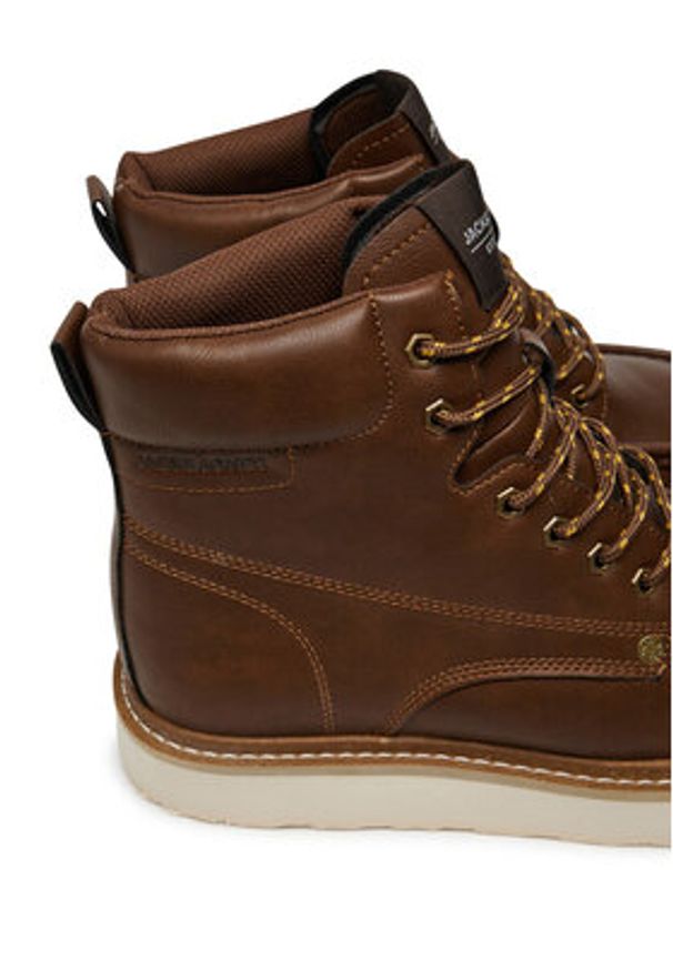 Jack & Jones Trapery Jfwarchway Pu Moc Boot Lace-Up Boots 12257971 Brązowy. Kolor: brązowy. Materiał: skóra