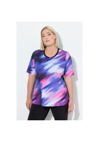 ULLA POPKEN - Damskie T-Shirt wycięcie na plecach okrągły dekolt rękaw 1/2. Kolekcja: plus size. Kolor: niebieski. Materiał: poliester, materiał, elastan #1