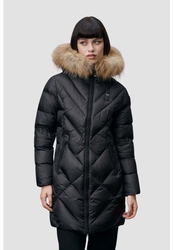 Blauer USA - BLAUER Czarna damska kurtka Althea Raincoat Long Jackets, Rozmiar S. Kolor: czarny. Materiał: puch, poliamid. Styl: elegancki