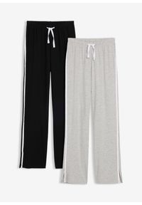 bonprix - Spodnie z dżerseju z elastycznej mieszanki bawełny organicznej (2 pary). Kolor: czarny. Materiał: jersey, bawełna. Styl: sportowy #1