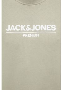 Premium by Jack&Jones bluza męska kolor zielony z nadrukiem. Okazja: na co dzień. Kolor: zielony. Materiał: dzianina. Wzór: nadruk. Styl: casual