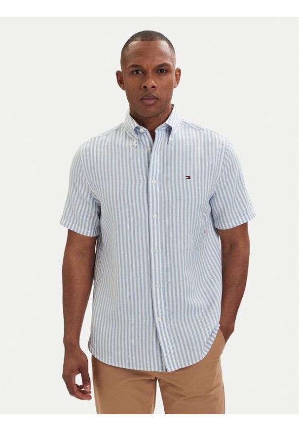 TOMMY HILFIGER - Tommy Hilfiger Koszula MW0MW42449 Niebieski jasny Regular Fit. Kolor: niebieski. Materiał: bawełna