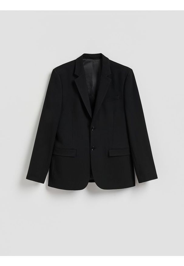 Reserved - Marynarka regular z dodatkiem wiskozy - czarny. Kolor: czarny. Materiał: wiskoza