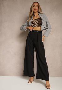 Renee - Czarne Szerokie Spodnie High Waist o Garniturowym Kroju z Zakładkami Uliadorea. Okazja: na co dzień. Stan: podwyższony. Kolor: czarny. Styl: klasyczny, elegancki, casual #4