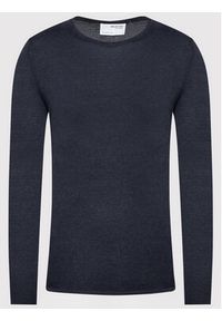 Selected Homme Sweter Rome 16079774 Granatowy Regular Fit. Kolor: niebieski. Materiał: bawełna