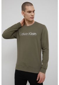 Calvin Klein Underwear bluza męska kolor zielony z nadrukiem. Okazja: na co dzień. Kolor: zielony. Materiał: poliester, tkanina. Wzór: nadruk. Styl: casual