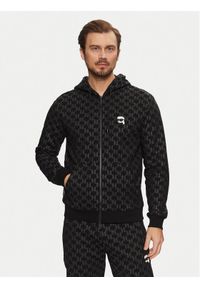 Karl Lagerfeld - KARL LAGERFELD Bluza 705095 551951 Czarny Regular Fit. Typ kołnierza: dekolt w karo. Kolor: czarny. Materiał: bawełna #1