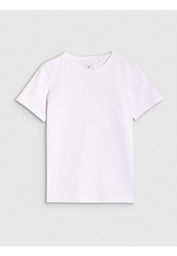 4f - 4F T-shirt regular gładki chłopięcy - biały 164 (13-14 lat). Okazja: na co dzień. Kolor: biały. Materiał: bawełna, jersey, materiał. Długość rękawa: krótki rękaw. Długość: krótkie. Wzór: gładki. Sezon: lato. Styl: sportowy, młodzieżowy, klasyczny, casual