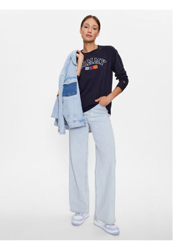 Tommy Jeans Bluzka DW0DW16168 Granatowy Oversize. Kolor: niebieski. Materiał: bawełna
