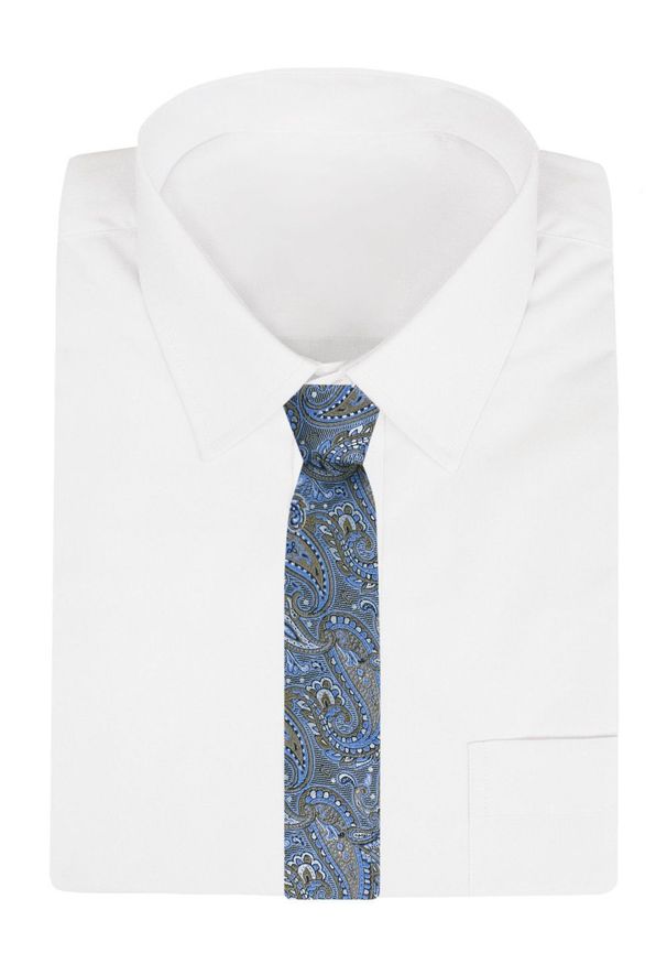 Męski Krawat - Chattier - Odcienie Niebieskiego, Wzór Paisley. Kolor: niebieski. Materiał: tkanina. Wzór: paisley. Styl: elegancki, klasyczny, wizytowy