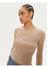 Pinko Sweter Kenzia 103305 A1KW Beżowy Slim Fit. Kolor: beżowy. Materiał: bawełna