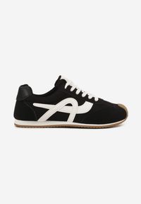 Renee - Czarne Sneakersy z Geometrycznym Wzorem Arnenta. Okazja: na co dzień. Zapięcie: sznurówki. Kolor: czarny. Materiał: jeans. Wzór: geometria #4