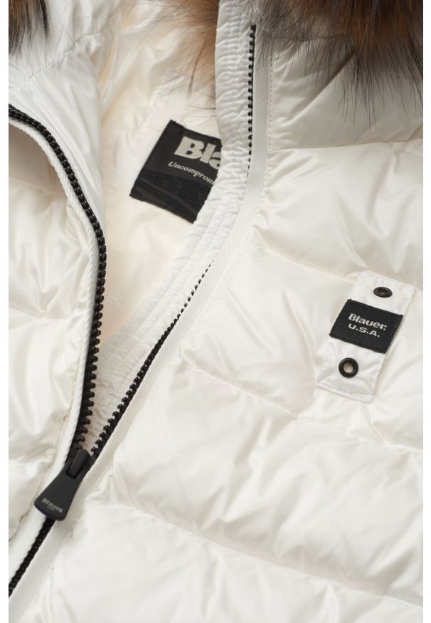 Blauer USA - BLAUER Biała damska kurtka Kristin Raincoat Long Jackets. Kolor: biały. Materiał: poliamid, puch