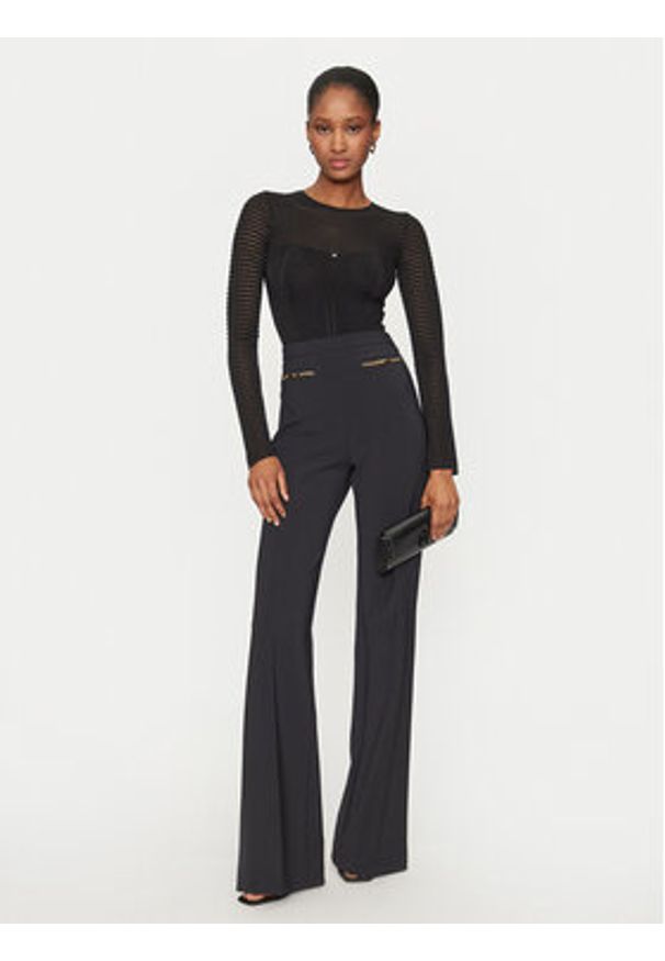 Elisabetta Franchi Body BK-64B-46E2 Czarny Slim Fit. Kolor: czarny. Materiał: syntetyk, wiskoza