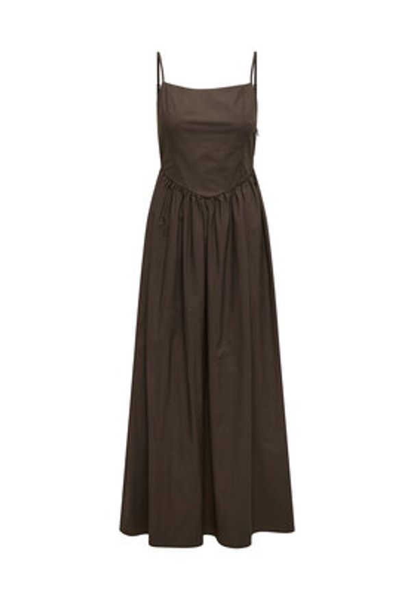 only - ONLY Sukienka letnia Likara 15371869 Brązowy ciemny Regular Fit. Kolor: brązowy. Materiał: bawełna. Sezon: lato