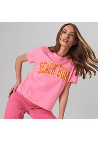 Sinsay - Koszulka z nadrukiem - Różowy. Kolor: różowy. Wzór: nadruk #1