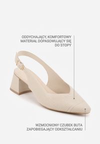 Renee - Beżowe Czółenka VICES Soft Fit Slingback na Lakierowanym Słupku z Elastyczną Cholewką Comfort Coromenis. Zapięcie: sprzączka. Kolor: beżowy. Materiał: lakier. Szerokość cholewki: normalna. Obcas: na słupku. Styl: elegancki #8