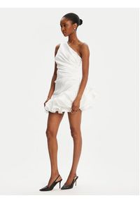 BARDOT Sukienka koktajlowa Silvana Ruffle 60037DB Biały Slim Fit. Kolor: biały. Materiał: syntetyk. Styl: wizytowy