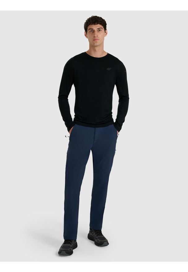 4f - 4F Longsleeve trekkingowy szybkoschnący z wełną merino męski - czarny L. Kolor: czarny. Materiał: wełna. Długość rękawa: długi rękaw