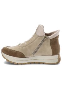 Beżowe Botki Rieker Buty Damskie Na Jesień. Kolor: beżowy. Materiał: jeans. Sezon: jesień. Styl: elegancki #4
