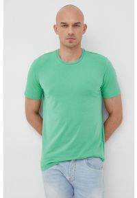 Liu Jo t-shirt męski kolor zielony gładki. Kolor: zielony. Materiał: dzianina. Wzór: gładki