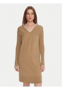 United Colors of Benetton - United Colors Of Benetton Sukienka dzianinowa 1044DV02C Beżowy Relaxed Fit. Kolor: beżowy. Materiał: wełna #1