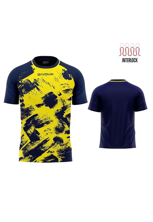 Koszulka Givova Art Sports Interlock Fluo Żółto-Niebieska 3XL. Kolor: niebieski, żółty, wielokolorowy. Materiał: poliester. Wzór: nadruk. Sport: piłka nożna