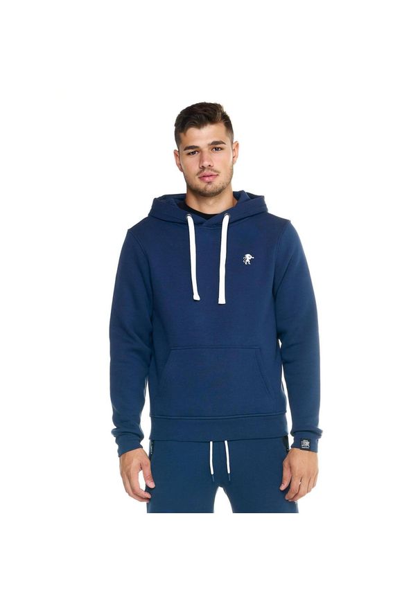 LEONE 1947 APPAREL - Męska bluza z kapturem Leone, miękka basic. Typ kołnierza: kaptur. Kolor: niebieski. Materiał: tkanina. Sport: fitness