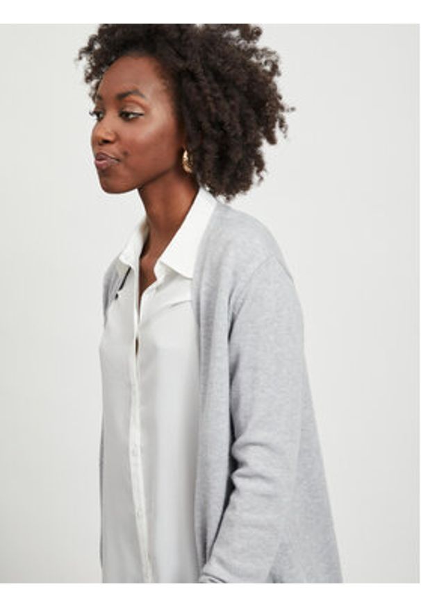 Vila Kardigan Ril 14042770 Szary Regular Fit. Kolor: szary. Materiał: wiskoza