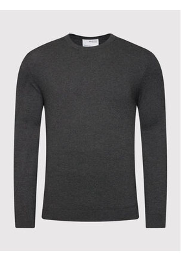 Selected Homme Sweter Berg 16074682 Szary Regular Fit. Kolor: szary. Materiał: bawełna