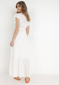 Born2be - Biała Sukienka Cephemus. Kolor: biały. Materiał: materiał. Wzór: jednolity, gładki. Sezon: lato. Typ sukienki: rozkloszowane, kopertowe. Styl: wakacyjny. Długość: maxi #3