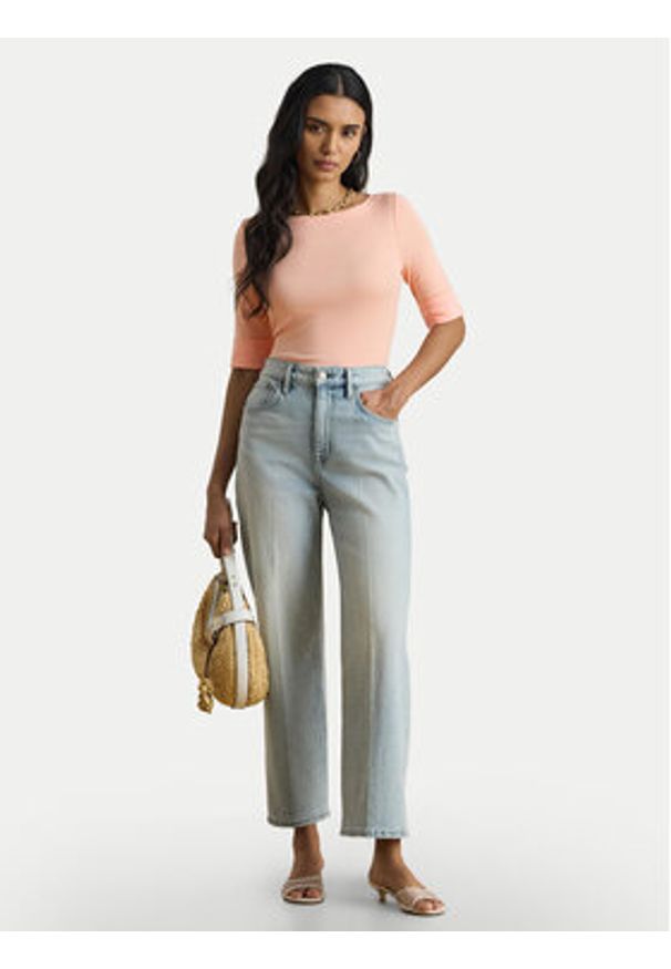 Lauren Ralph Lauren - LAUREN RALPH LAUREN Bluzka 200654963202 Pomarańczowy jasny Slim Fit. Kolor: pomarańczowy. Materiał: bawełna