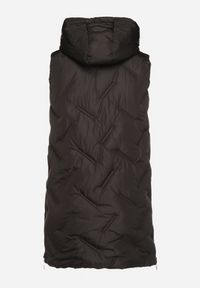 Born2be - Czarna Pikowana Kamizelka z Kapturem i Kieszeniami Esarivie. Okazja: na spacer. Typ kołnierza: kaptur. Kolekcja: plus size. Kolor: czarny. Materiał: jeans #3