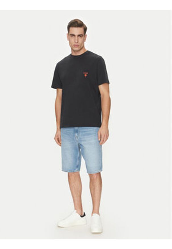 Guess T-Shirt F5GI09 KA260 Czarny Regular Fit. Kolor: czarny. Materiał: bawełna