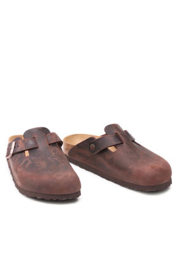 Birkenstock Klapki Boston Bs 860133 Brązowy. Kolor: brązowy. Materiał: skóra, nubuk