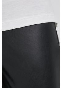 only - Only legginsy damskie kolor czarny gładkie. Stan: podwyższony. Kolor: czarny. Materiał: skóra. Wzór: gładki #4