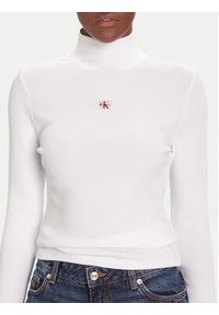 Calvin Klein Jeans Golf LV047D203G Biały Slim Fit. Typ kołnierza: golf. Kolor: biały. Materiał: bawełna #4