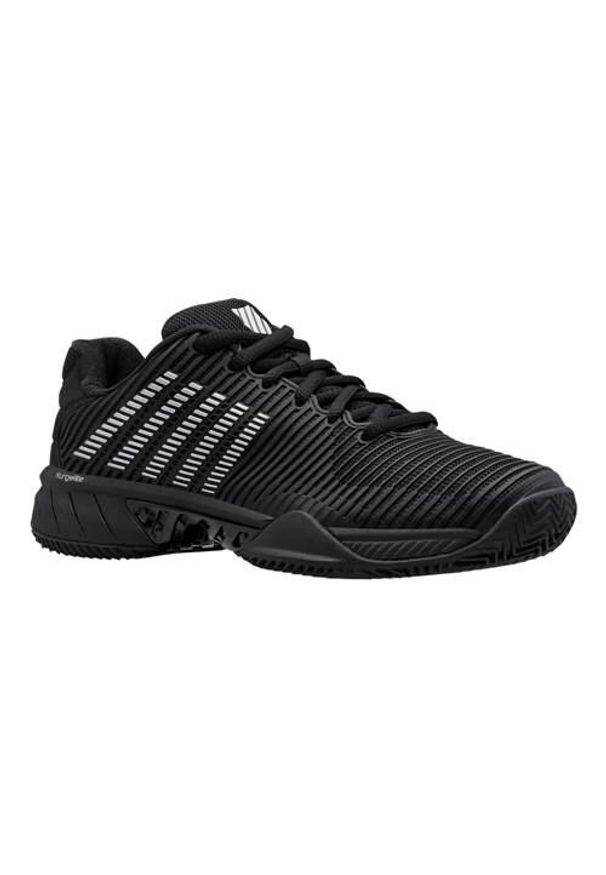 Buty do tenisa damskie K-Swiss Hypercourt Express 2. Kolor: wielokolorowy, czarny. Materiał: materiał, syntetyk. Szerokość cholewki: normalna. Sport: tenis