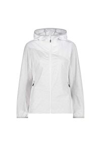 Kurtka przeciwdeszczowa z kapturem damska z nadrukiem CMP. Typ kołnierza: kaptur. Kolor: wielokolorowy, szary, biały. Wzór: nadruk. Sport: turystyka piesza #1