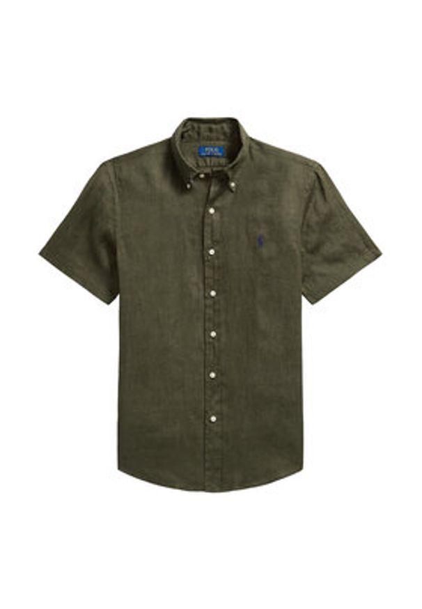 Polo Ralph Lauren Koszula 710968912503 Zielony Regular Fit. Typ kołnierza: polo. Kolor: zielony. Materiał: len