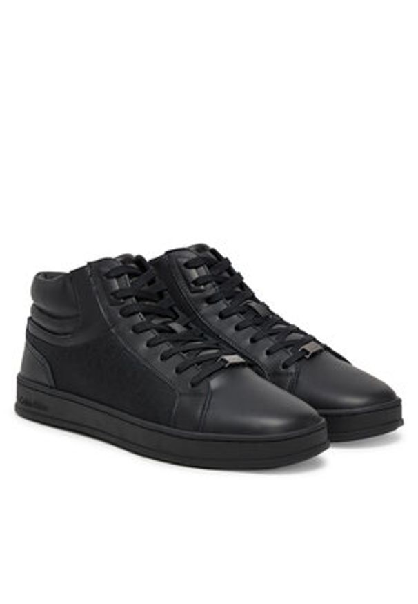 Calvin Klein Sneakersy High Top Lace Up Eyelet Jaq Mono HM0HM01816 Czarny. Kolor: czarny. Materiał: skóra