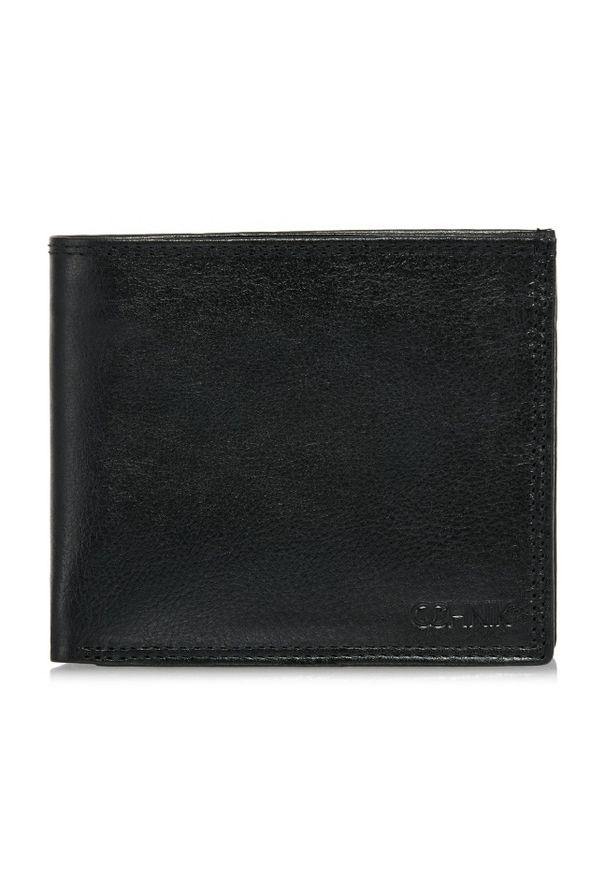 Ochnik - Niezapinany czarny skórzany portfel męski. Kolor: czarny. Materiał: skóra