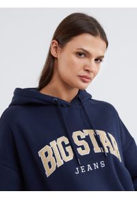 Big-Star - Bluza damska z kapturem granatowa Rubialsa 403. Typ kołnierza: kaptur. Kolor: niebieski. Materiał: dzianina, materiał, skóra. Wzór: aplikacja. Sezon: jesień, zima. Styl: klasyczny #7