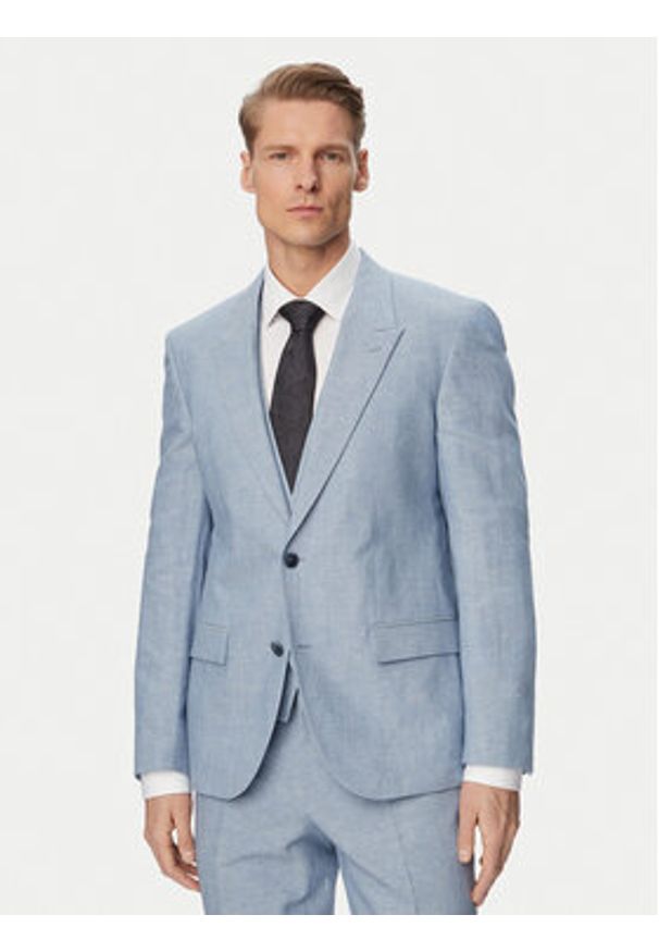 Hugo - HUGO Garnitur Henry 50559672 Niebieski Slim Fit. Kolor: niebieski. Materiał: bawełna