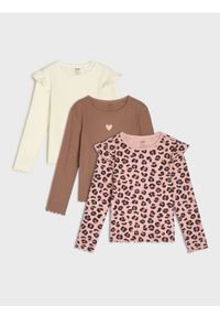 Sinsay - Prążkowane koszulki z długimi rękawami 3 pack - wielobarwny. Materiał: prążkowany. Długość rękawa: długi rękaw. Długość: długie #1