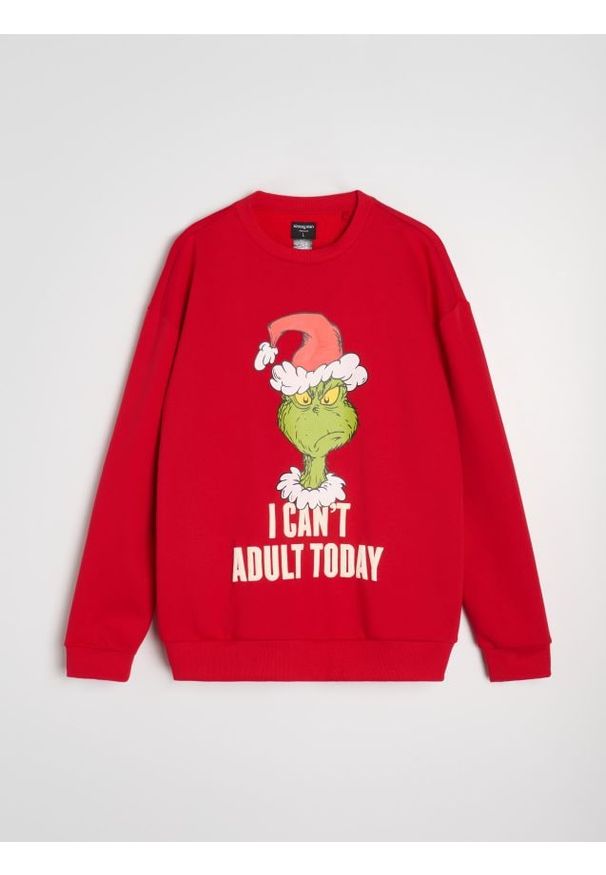 Sinsay - Bluza crewneck regular Grinch - czerwony. Kolor: czerwony