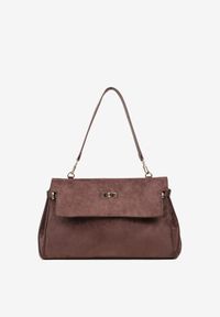 Born2be - Bordowa Elegancka Torebka Listonoszka na Ramię z Imitacji Zamszu Senesse. Kolor: czerwony. Materiał: zamszowe. Styl: elegancki. Rodzaj torebki: na ramię