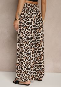 Renee - Czarno-Beżowe Panterkowe Spodnie z Wiskozy High Waist Ellilune. Okazja: na co dzień, na spotkanie biznesowe, do pracy. Stan: podwyższony. Kolor: czarny. Materiał: wiskoza. Wzór: motyw zwierzęcy. Styl: biznesowy, elegancki, casual