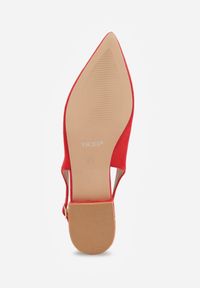 Born2be - Czerwone Sandały Vices ze Skórzaną Wkładką i Noskiem w Szpic Anniles. Okazja: do pracy, na spotkanie biznesowe, na spacer. Zapięcie: pasek. Kolor: czerwony. Materiał: skóra. Sezon: lato. Obcas: na obcasie. Styl: klasyczny, biznesowy, elegancki. Wysokość obcasa: niski #8